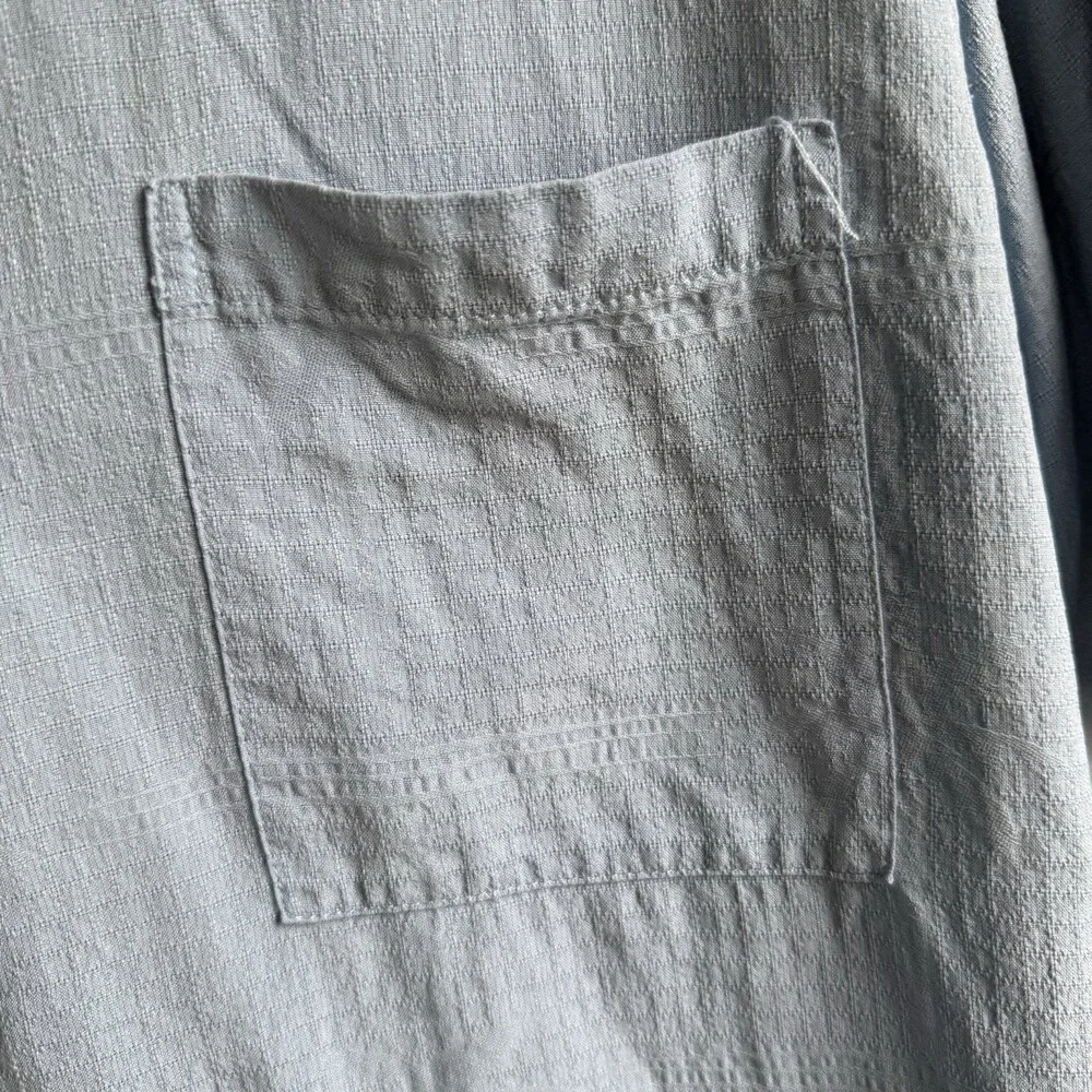 Axcess 100% Silk Shirt Mens Large Blue Stripe Short Sleeve  Button Up - Picture 7 of 10